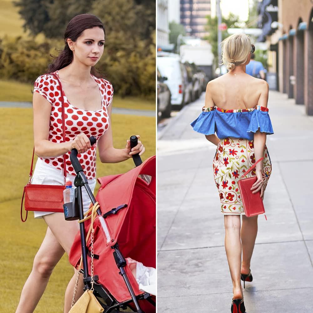 Only-bags.store Portafoglio Piccolo con Scomparti per Carte di Credito Tasca Telefono con Cerniera e 2 Cinghie  