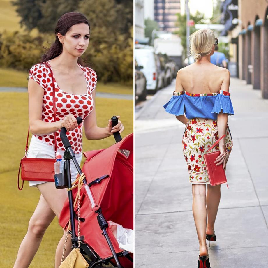 Only-bags.store Portafoglio Piccolo con Scomparti per Carte di Credito Tasca Telefono con Cerniera e 2 Cinghie  