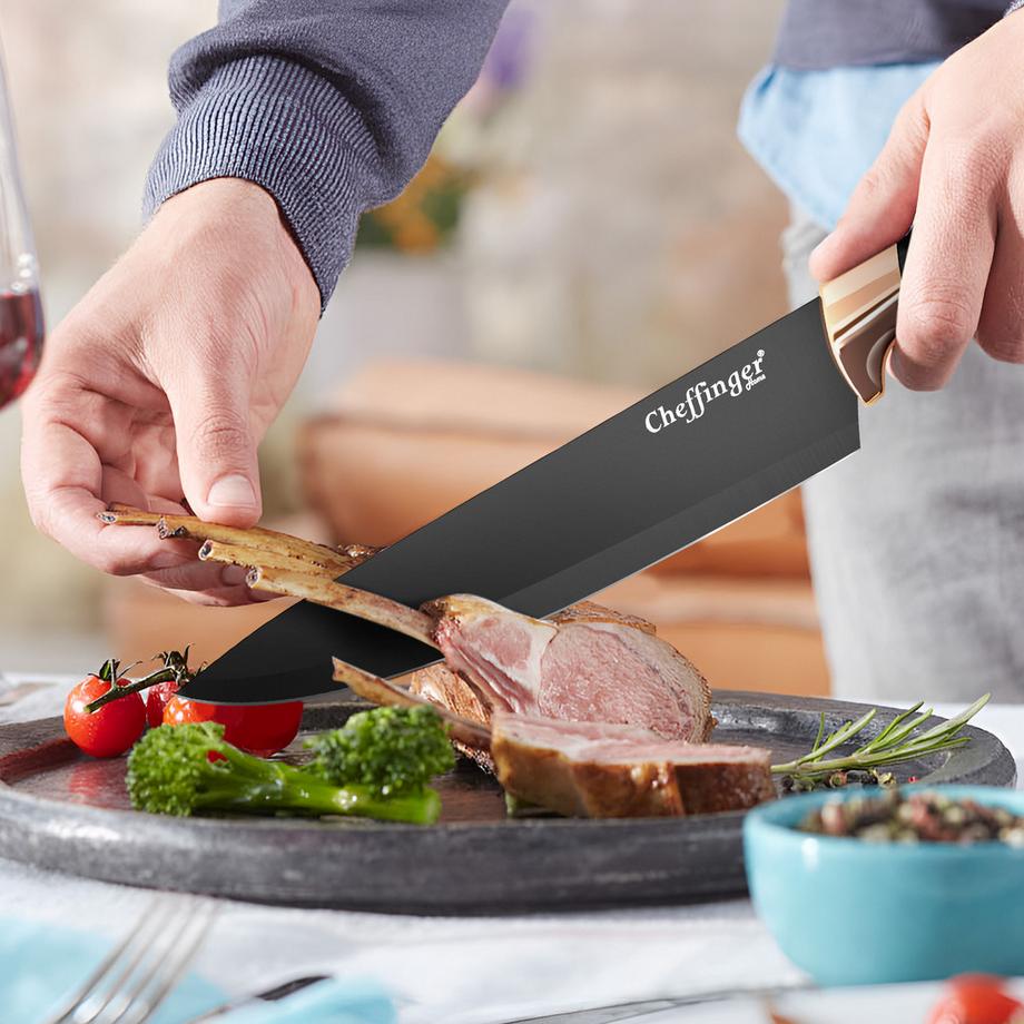 Cheffinger  Set de Couteaux 6 Pièces avec Support 