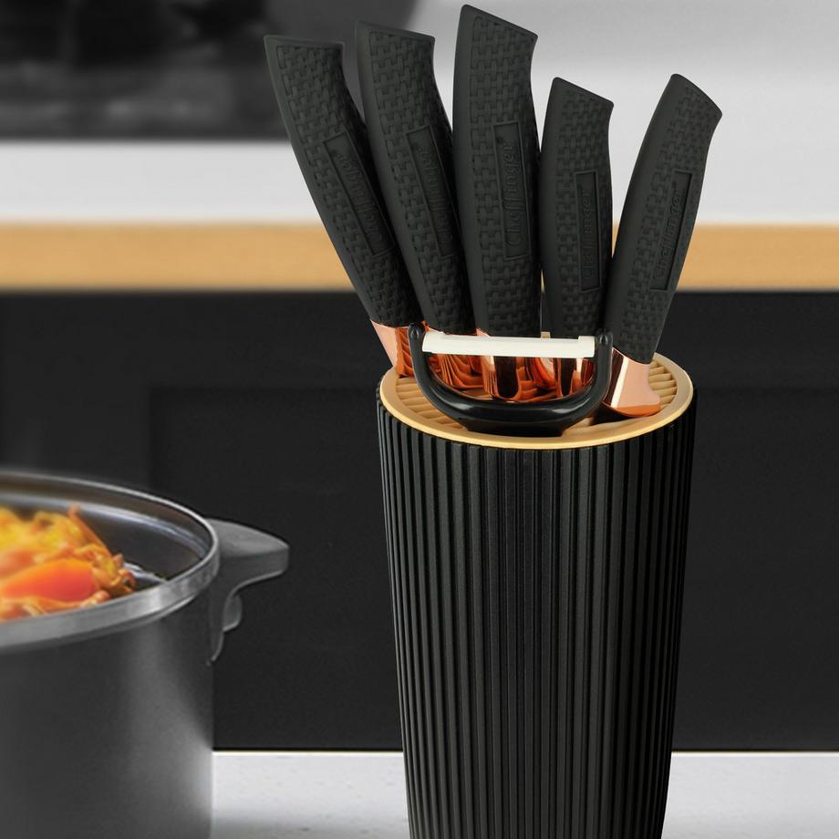 Cheffinger  Set de Couteaux 6 Pièces avec Support 