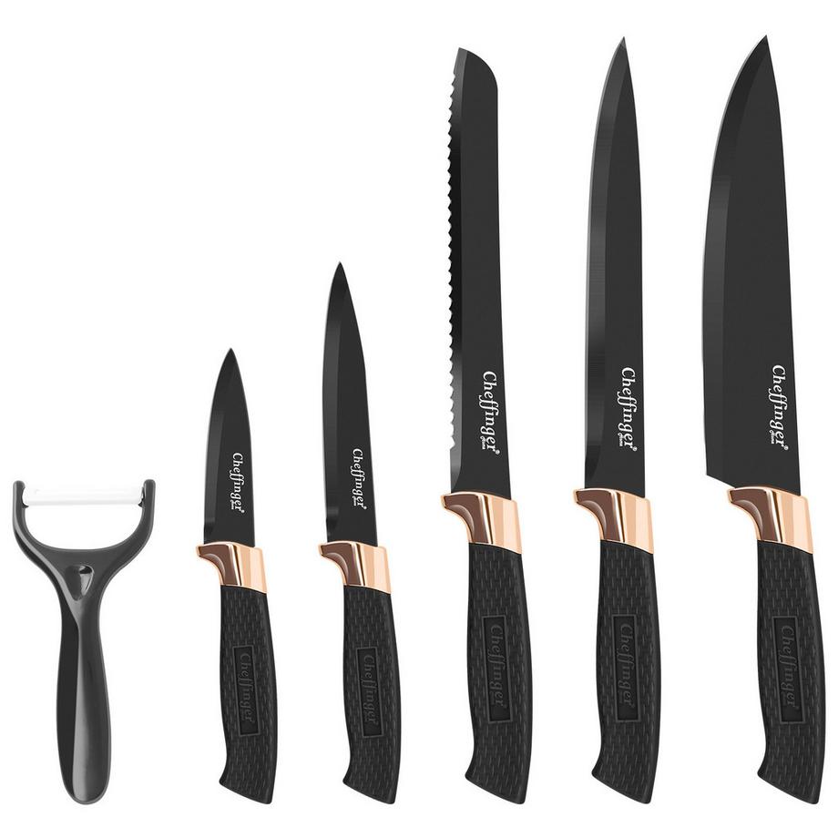 Cheffinger  Set de Couteaux 6 Pièces avec Support 