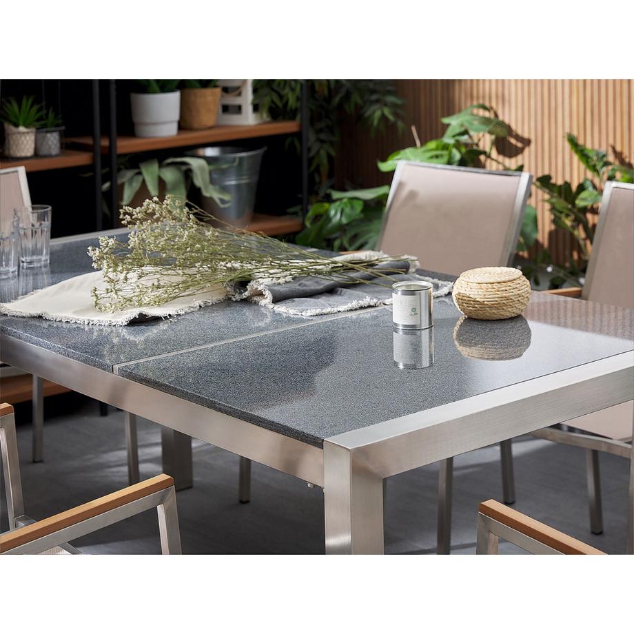 Beliani Gartentisch aus Granit Industriell GROSSETO  