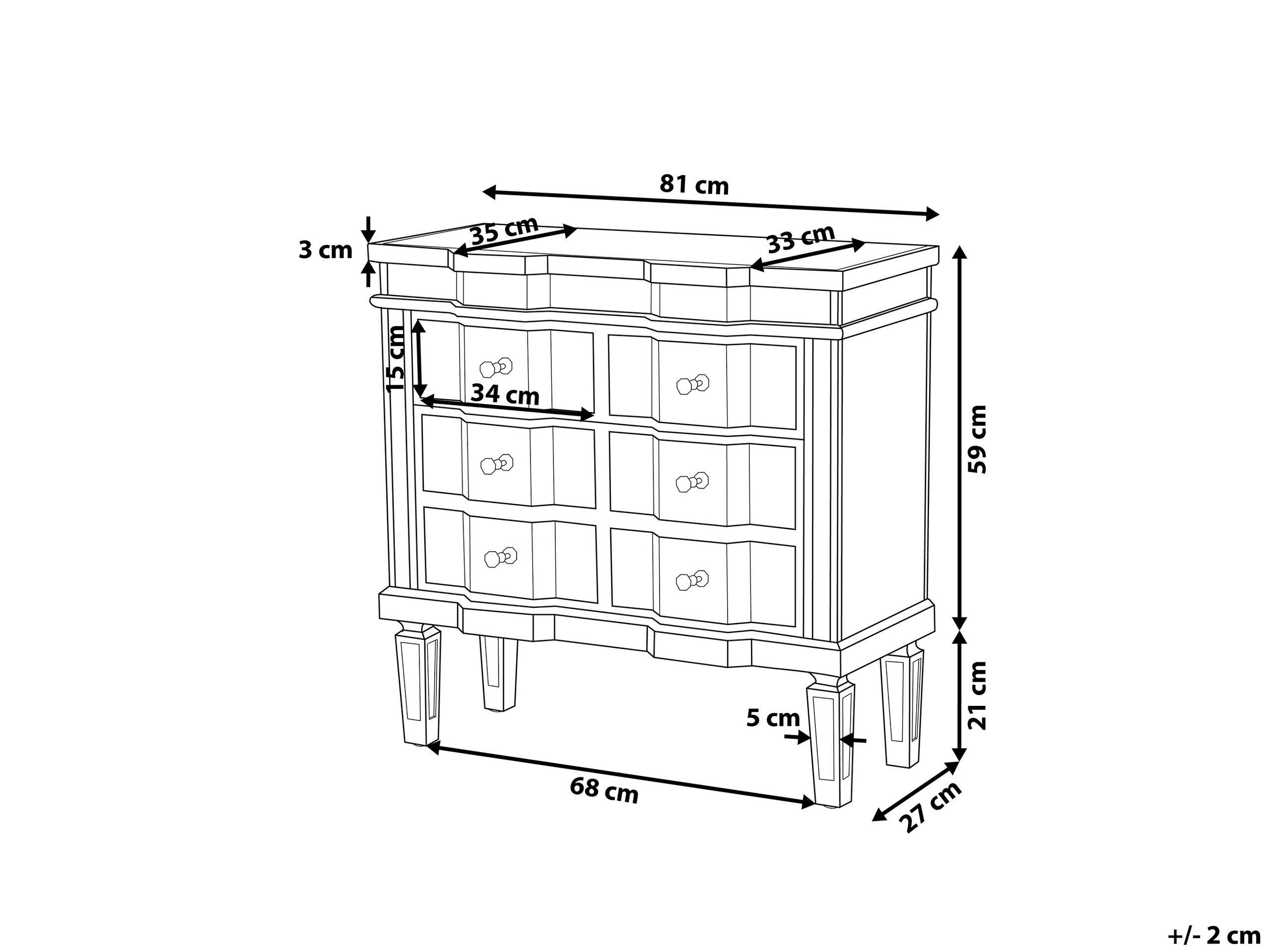 Beliani Commode à 6 tiroirs en Verre Glamour MOZELA  