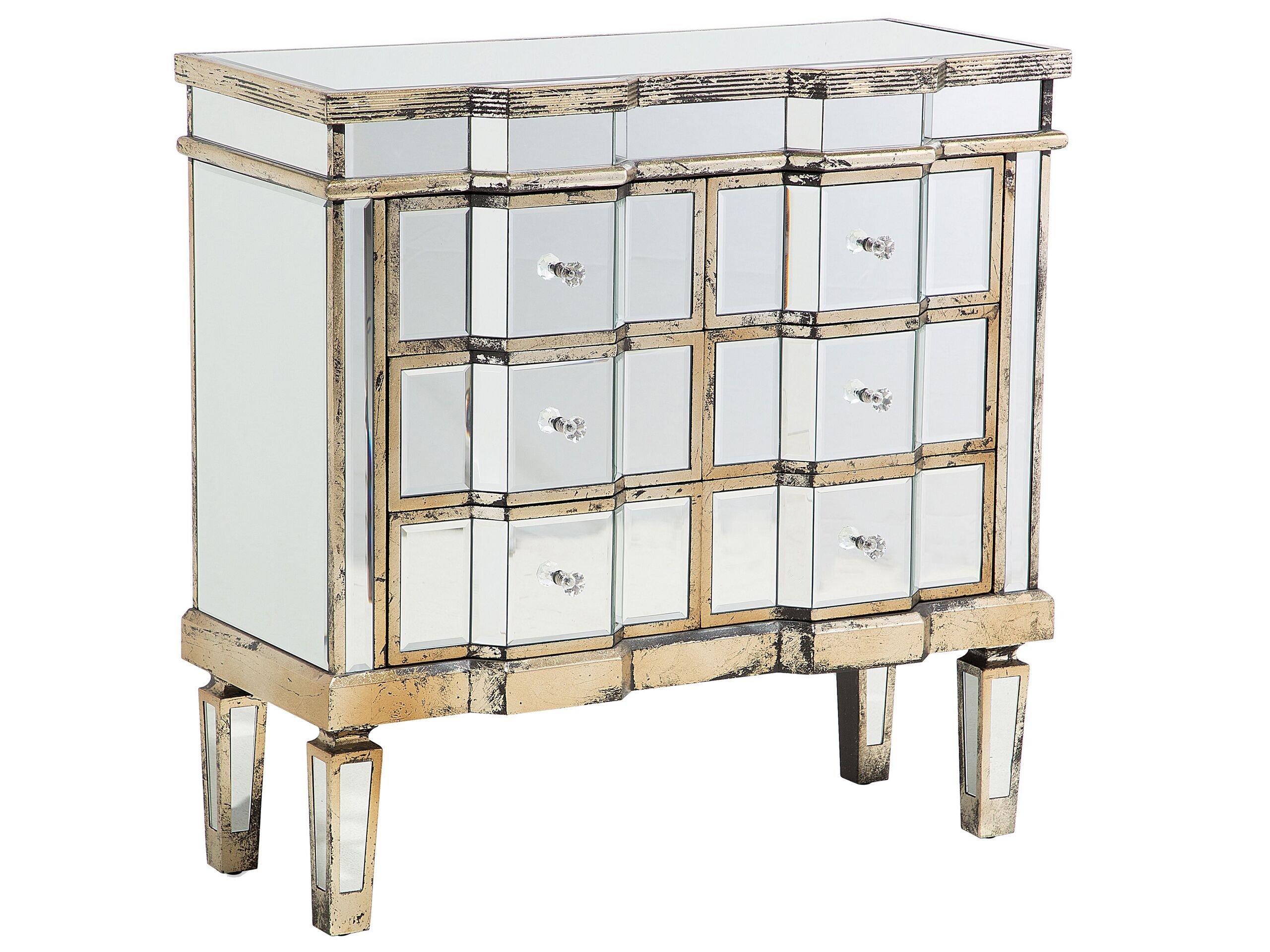 Beliani Commode à 6 tiroirs en Verre Glamour MOZELA  