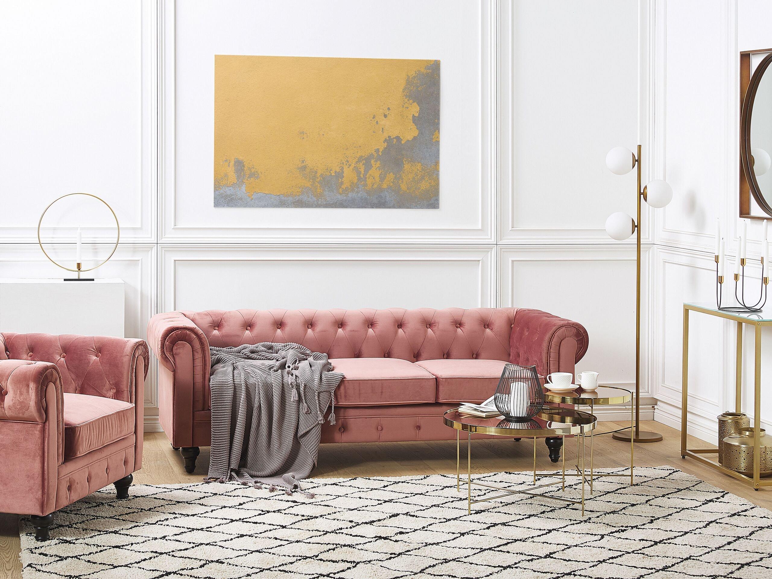 Beliani Ensemble de salon en Velours Glamour CHESTERFIELD  