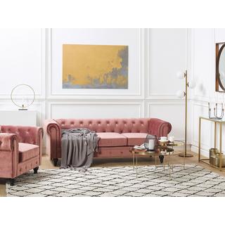 Beliani Wohnzimmer Set aus Samtstoff Glamourös CHESTERFIELD  