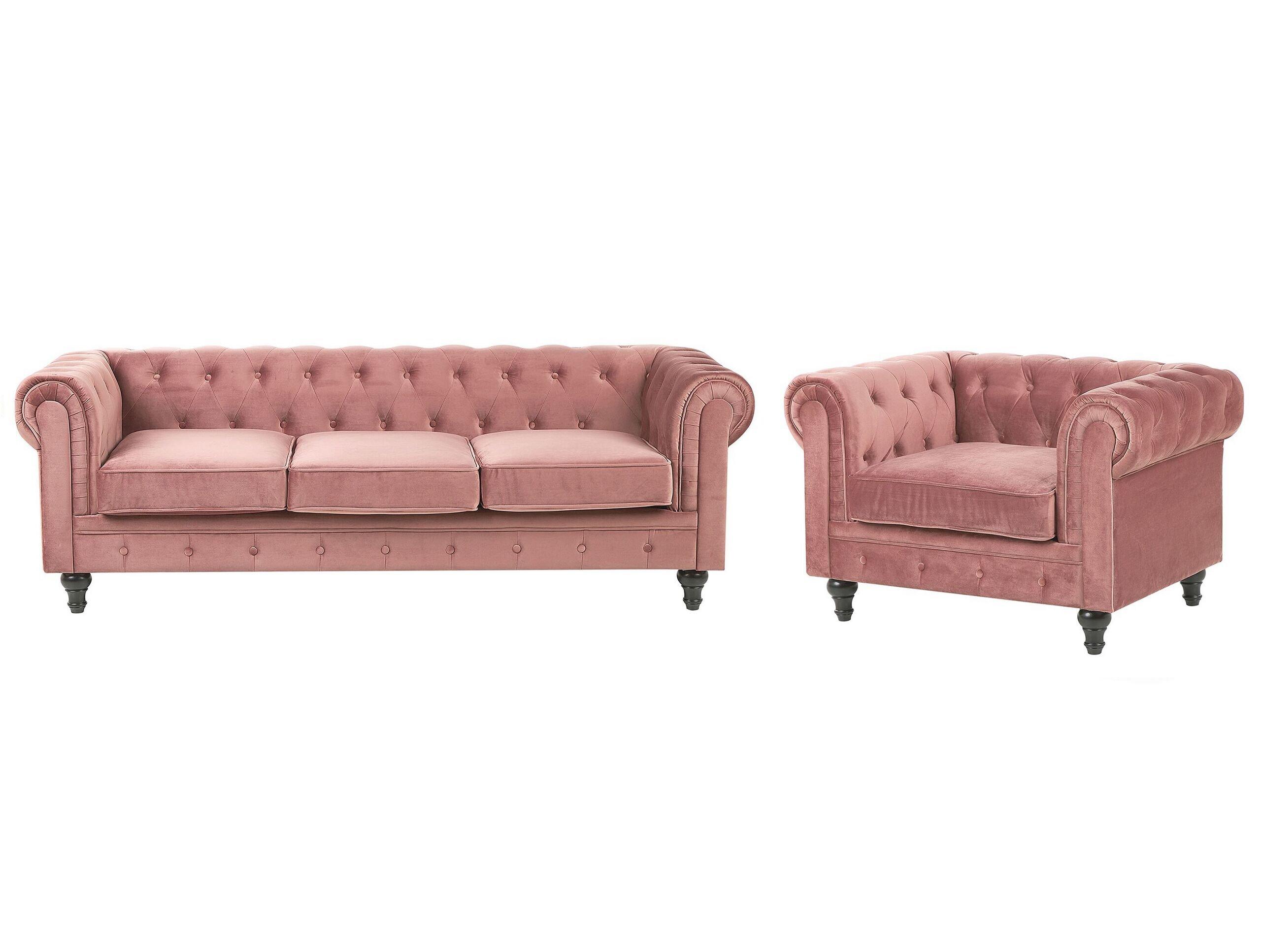 Beliani Wohnzimmer Set aus Samtstoff Glamourös CHESTERFIELD  