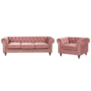 Beliani Wohnzimmer Set aus Samtstoff Glamourös CHESTERFIELD  