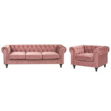 Wohnzimmer Set aus Samtstoff Glamourös CHESTERFIELD