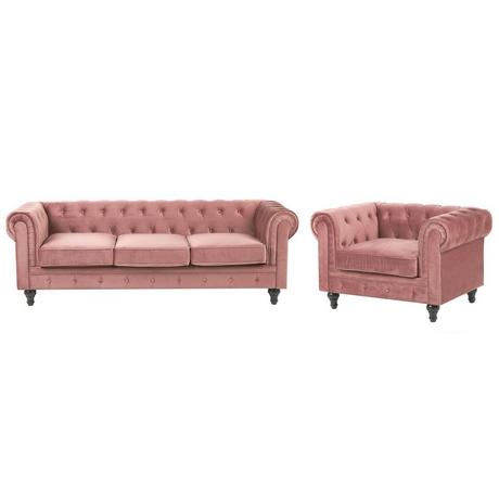 Beliani Wohnzimmer Set aus Samtstoff Glamourös CHESTERFIELD  