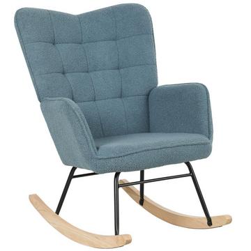 Fauteuil à bascule, fauteuil à bascule aspect polaire berbère, accoudoir, chaise rembourrée avec patins en bois, chaise de relaxation pour salon, chambre à coucher, capacité de charge jusqu'à 120 kg, bleu clair