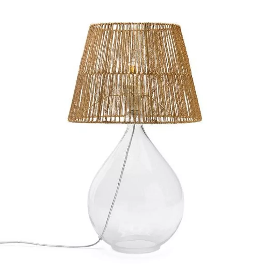 La Redoute Intérieurs – Tischlampe Yaku aus Glas und Hanf, One Size, Écru