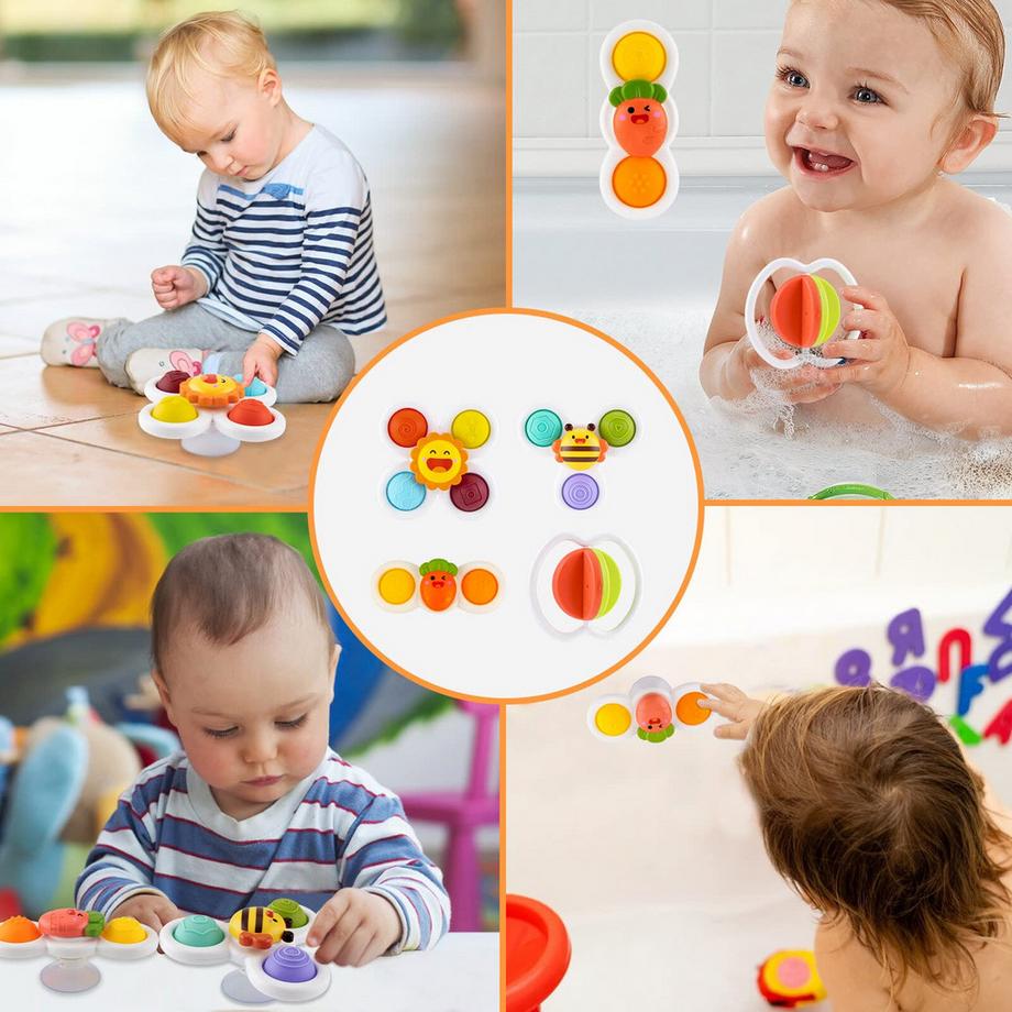 Activity-board  Babyspielzeug mit Saugnapf - 4PC Fidget Toys Weihnachten Spinner Finger Sensory Toy für Fenster Badespielzeug Wasserspielzeug 