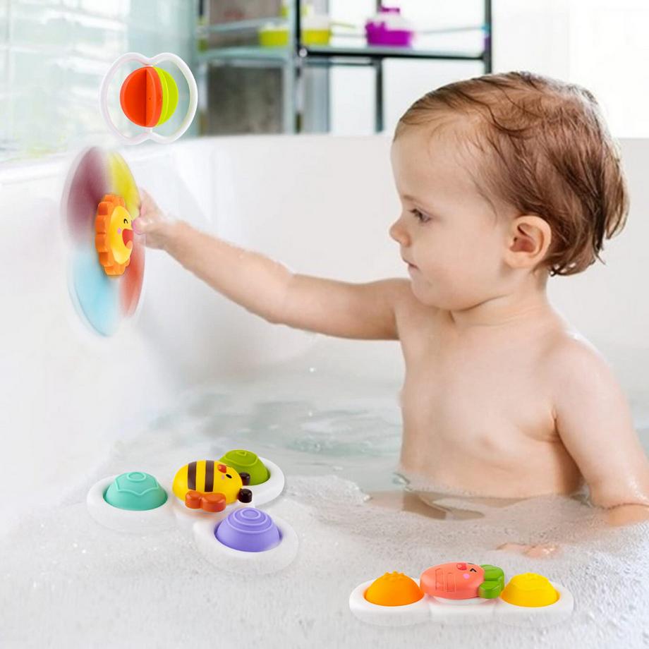 Activity-board  Babyspielzeug mit Saugnapf - 4PC Fidget Toys Weihnachten Spinner Finger Sensory Toy für Fenster Badespielzeug Wasserspielzeug 