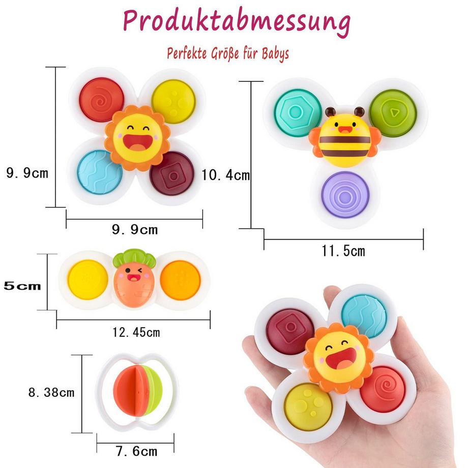 Activity-board  Babyspielzeug mit Saugnapf - 4PC Fidget Toys Weihnachten Spinner Finger Sensory Toy für Fenster Badespielzeug Wasserspielzeug 