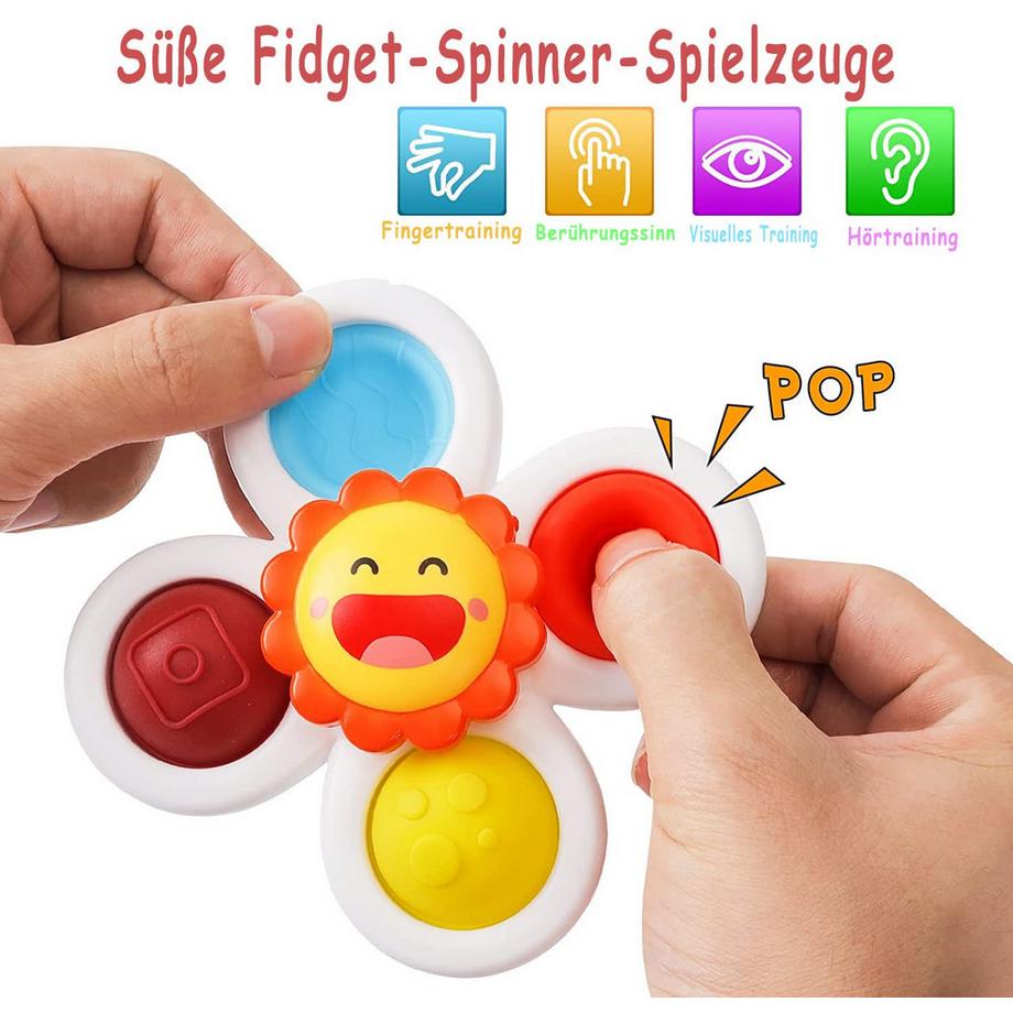 Activity-board  Babyspielzeug mit Saugnapf - 4PC Fidget Toys Weihnachten Spinner Finger Sensory Toy für Fenster Badespielzeug Wasserspielzeug 