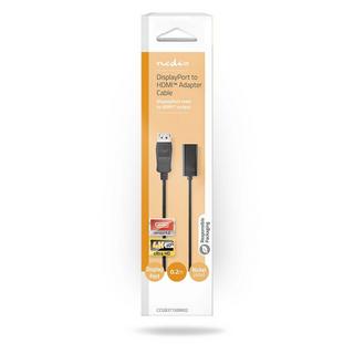 Nedis  Câble Displayport | DisplayPort Male | HDMI™ Output | 4K@30Hz | Nickel Plated | 0.20m | Round | PVC | Black | Boxes 