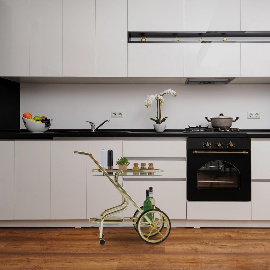 B2X Servierwagen Messing und Glas  