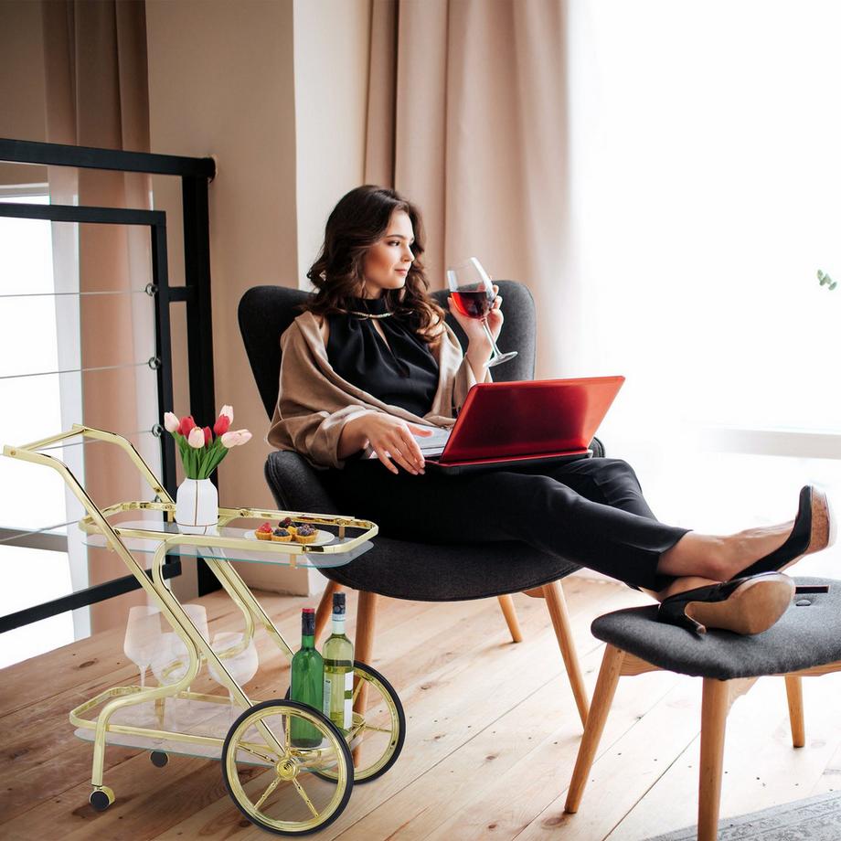 B2X Servierwagen Messing und Glas  