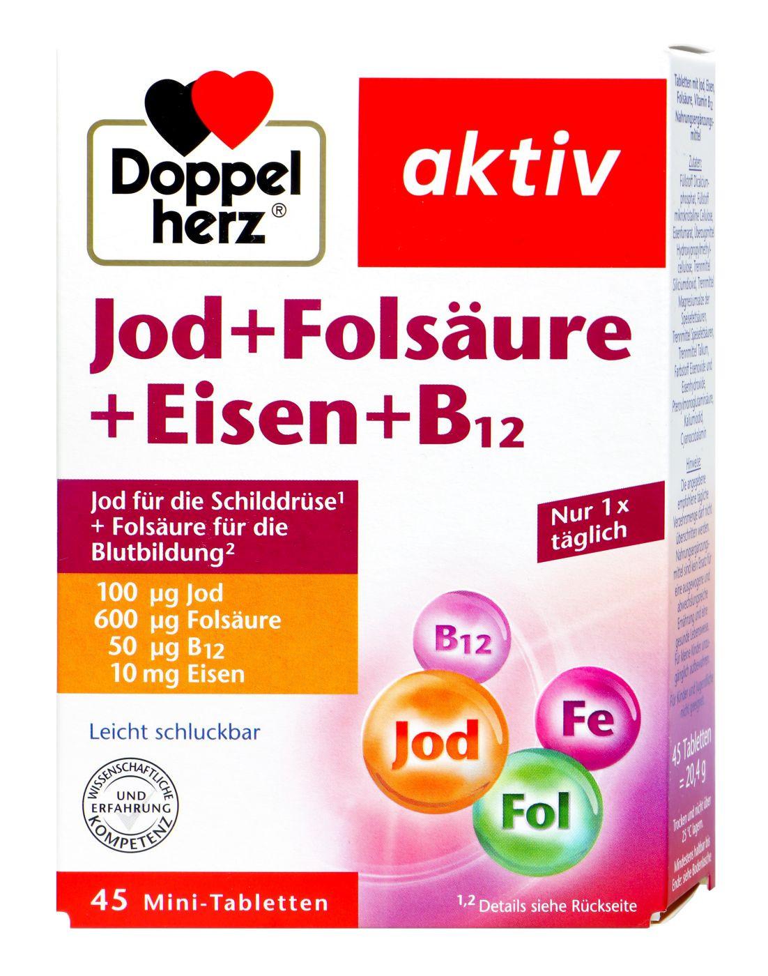 Doppelherz  Doppelherz Jod Folsäure Eisen B12 