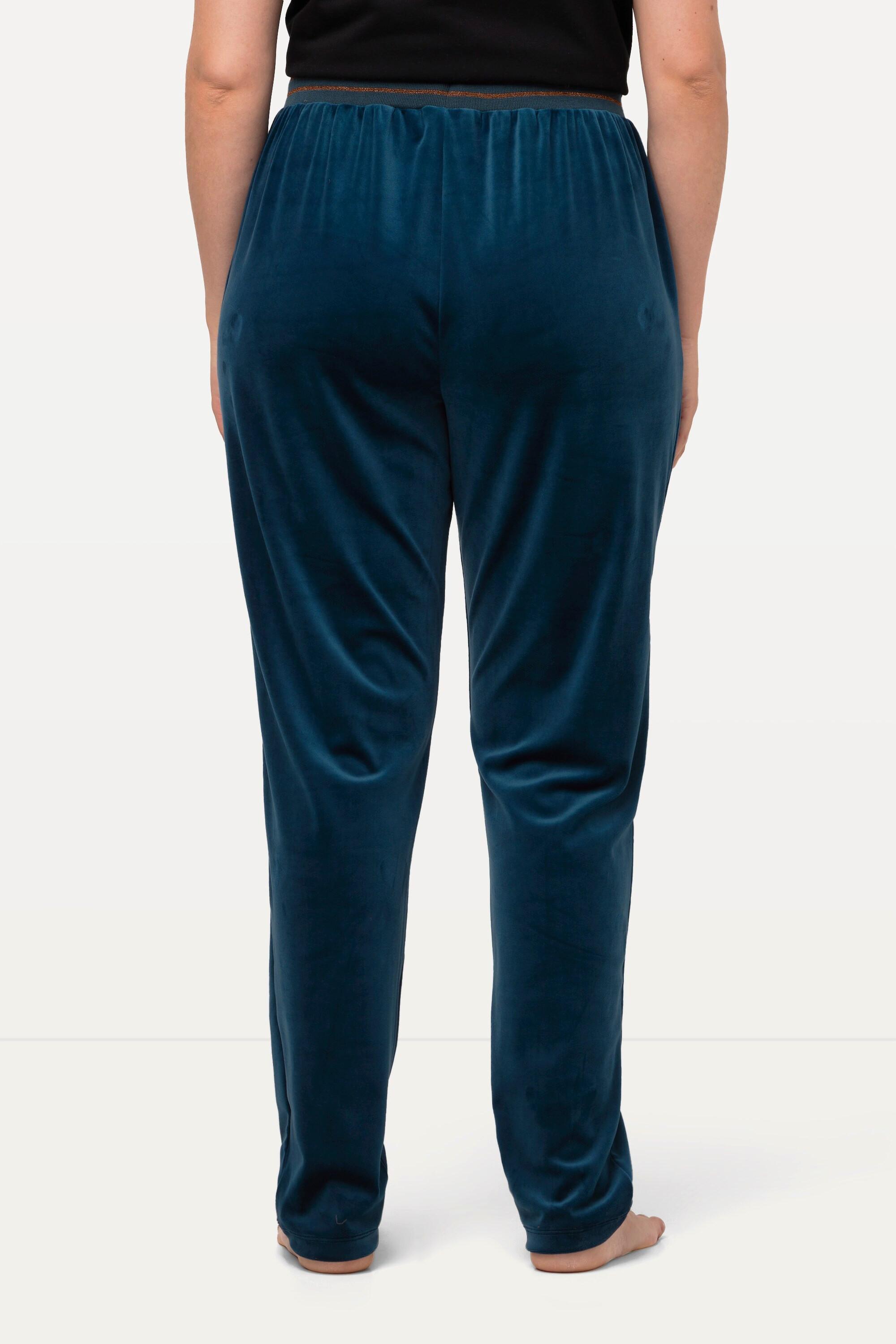 Ulla Popken  Pantalon de jogging en velours, couture brillante, poches 