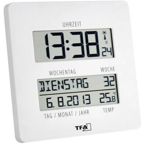 TFA Dostmann Radiocontrollato Orologio da parete 27 mm x 195 mm x 195 mm Bianco  