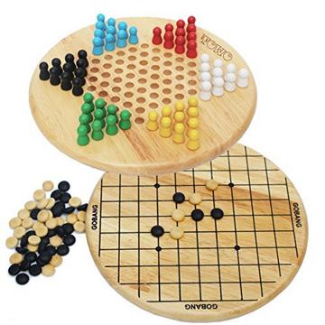 Jeux de stratégie Halma et jeu chinois GO Gobang (Cinq à la suite) - Jeu de société 2 en 1 pour toute la famille