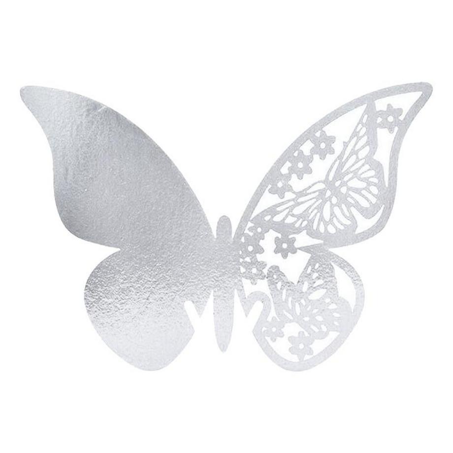 eStore  20x Tischkarte für Glas, Schmetterling - Weiß 