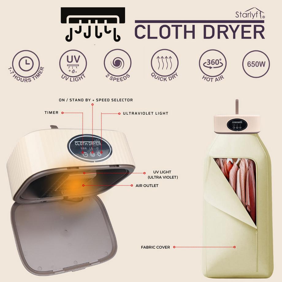 STARLYF Cloth Dryer-Sèche-linge électrique portable  