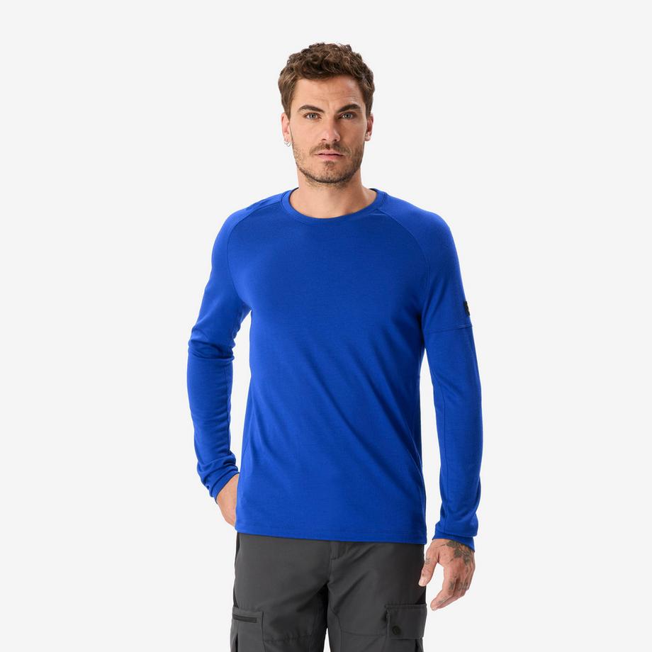 Langarmshirt aus Merinowolle , Merino Resist, Blau
