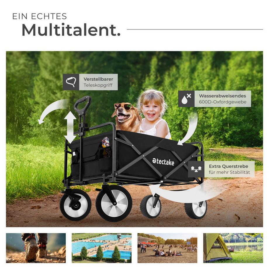 Tectake  Chariot pliable LEON avec poignée téléscopique 