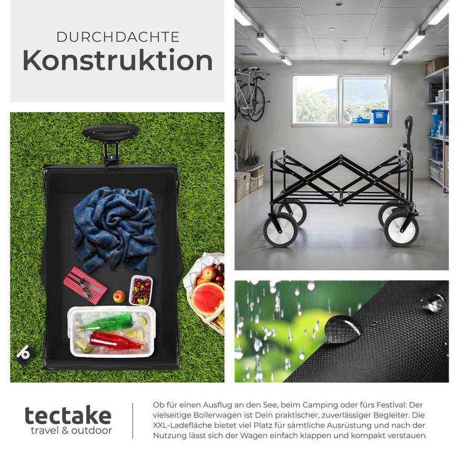 Tectake  Chariot pliable LEON avec poignée téléscopique 