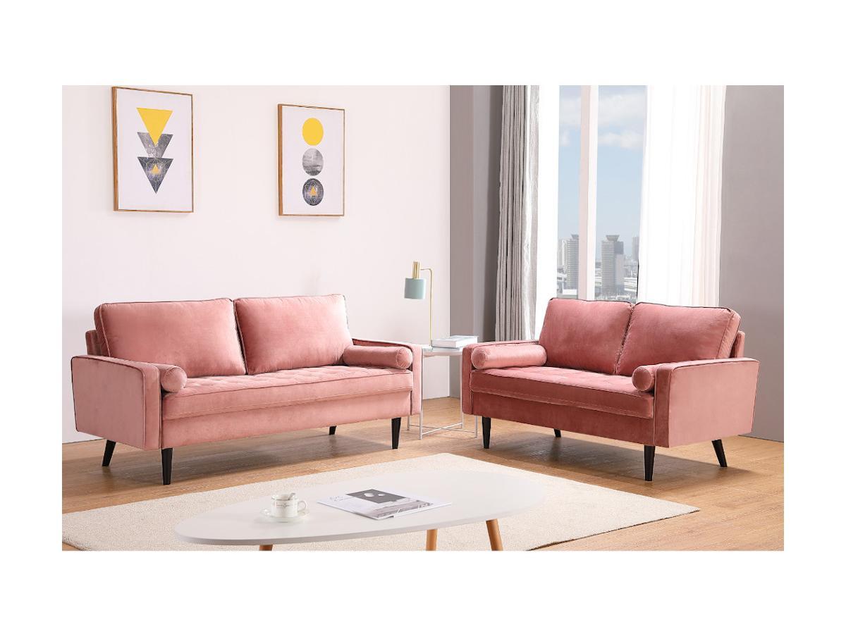 Vente-unique 3SitzerSofa FLEUET Samt Altrosa  