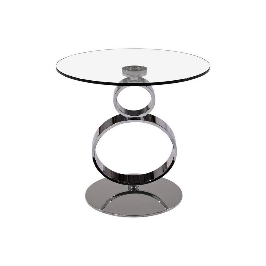 Vente-unique Table d'appoint JOLINE Verre trempé transparent pied acier  