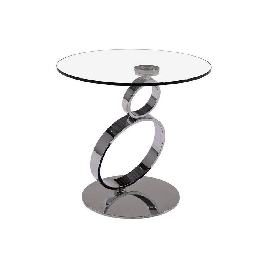 Vente-unique Table d'appoint JOLINE Verre trempé transparent pied acier  