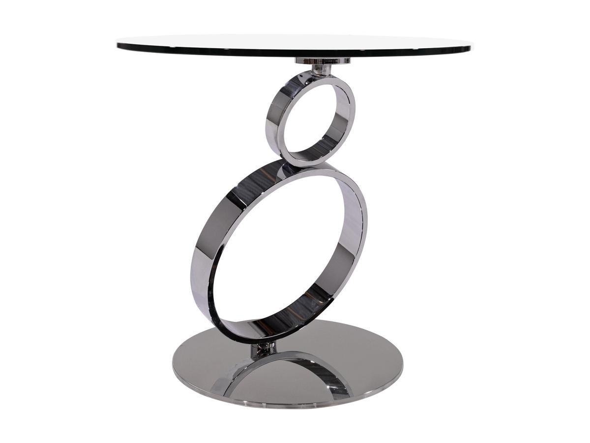 Vente-unique Table d'appoint JOLINE Verre trempé transparent pied acier  