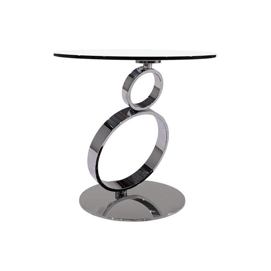 Vente-unique Table d'appoint JOLINE Verre trempé transparent pied acier  