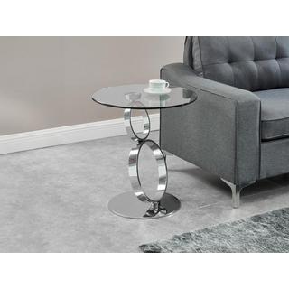 Vente-unique Table d'appoint JOLINE Verre trempé transparent pied acier  