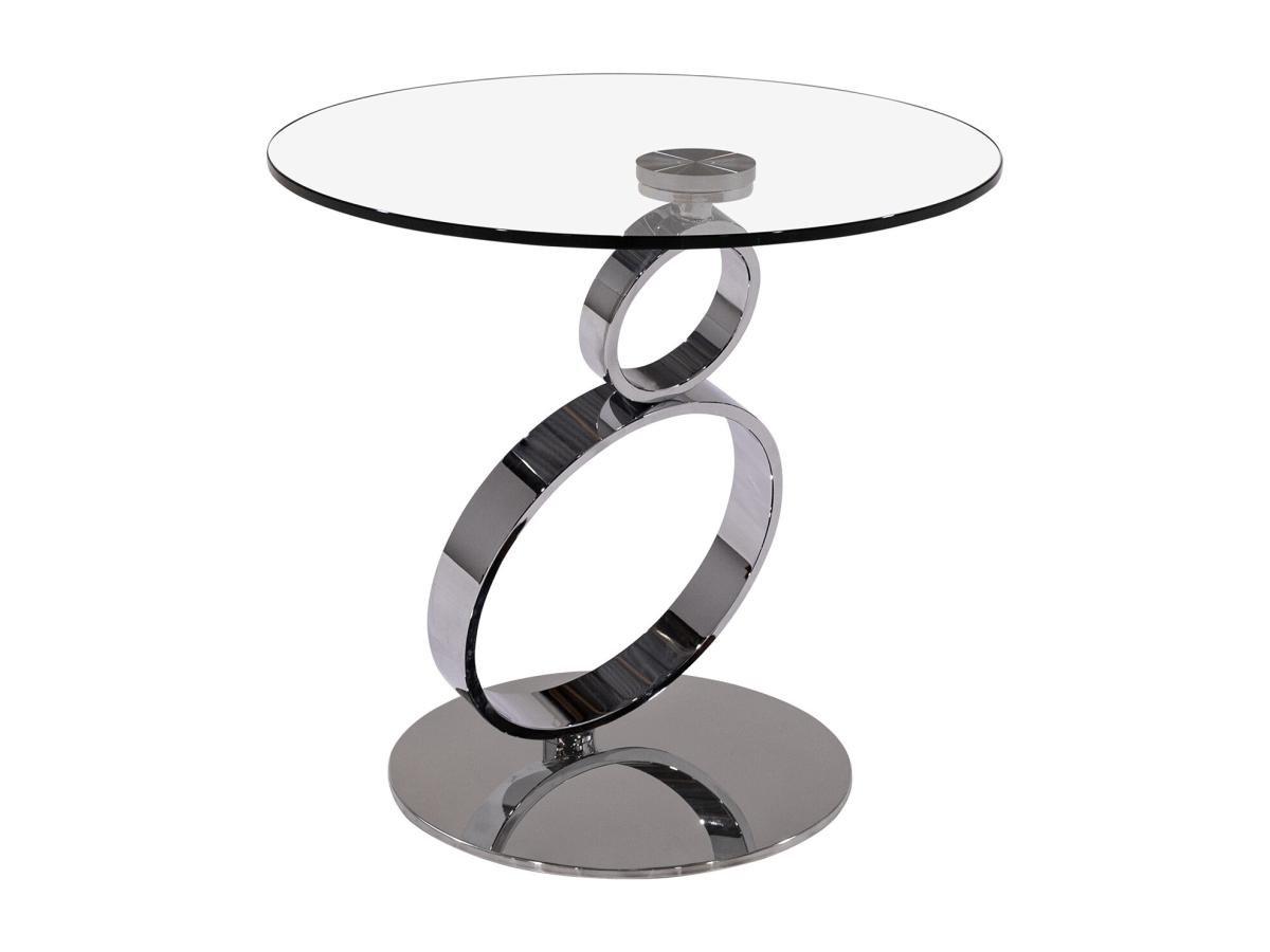 Vente-unique Table d'appoint JOLINE Verre trempé transparent pied acier  