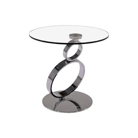 Vente-unique Table d'appoint JOLINE Verre trempé transparent pied acier  