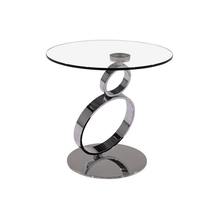 Vente-unique Table d'appoint JOLINE Verre trempé transparent pied acier  