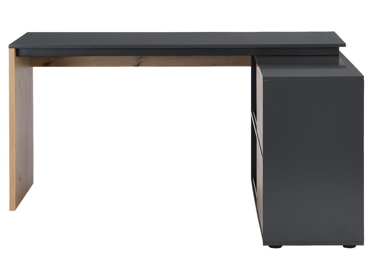 Vente-unique Bureau d'angle avec 2 porte coulissantes - MDF - Coloris : Naturel et noir - COLIOBA  