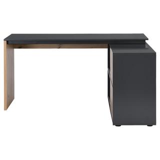 Vente-unique Bureau d'angle avec 2 porte coulissantes - MDF - Coloris : Naturel et noir - COLIOBA  