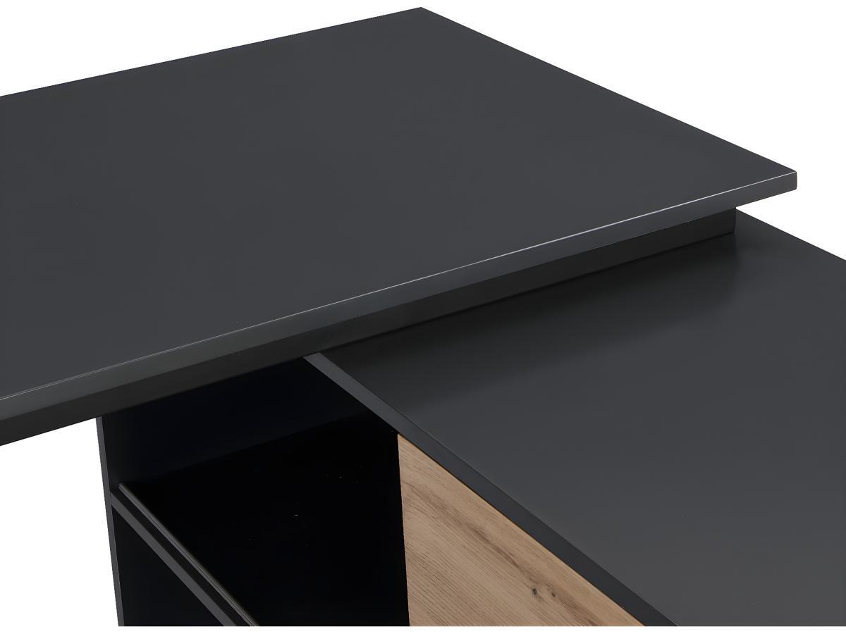 Vente-unique Bureau d'angle avec 2 porte coulissantes - MDF - Coloris : Naturel et noir - COLIOBA  