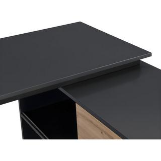 Vente-unique Bureau d'angle avec 2 porte coulissantes - MDF - Coloris : Naturel et noir - COLIOBA  