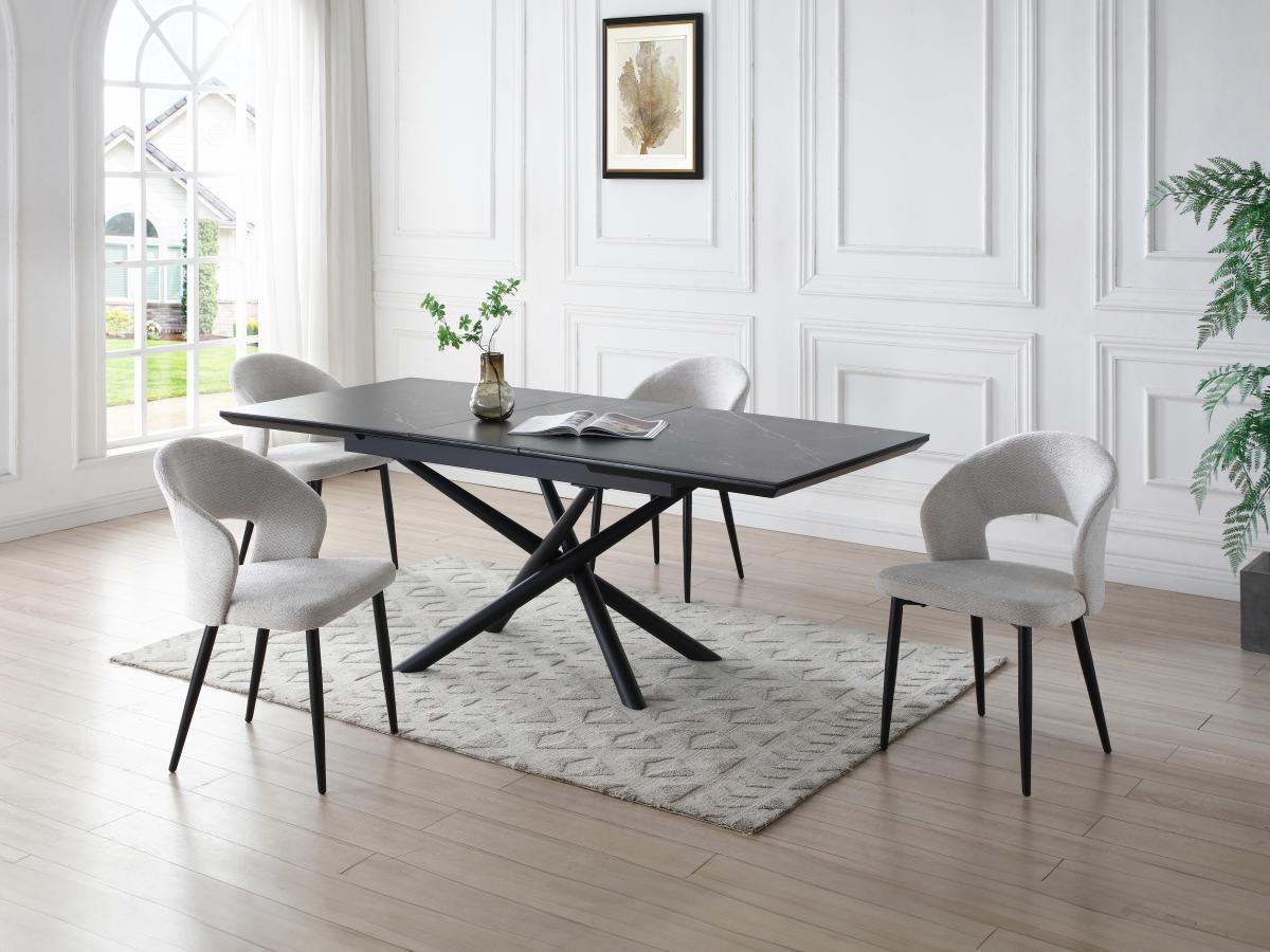 Vente-unique Stuhl 6er-Set - Stoff &es Metall - Grau - NIYAMA  