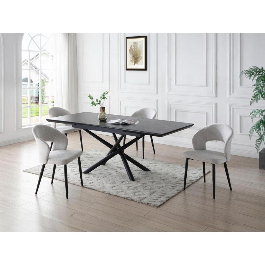 Vente-unique Lot de 6 chaises en tissu et métal noir - Gris - NIYAMA  