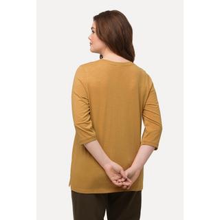 Ulla Popken  Shirt, Stickerei, Rundhals, 3/4-Arm, Biobaumwolle 