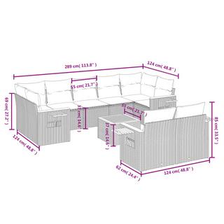 VidaXL Ensemble de canapés de jardin rotin synthétique  