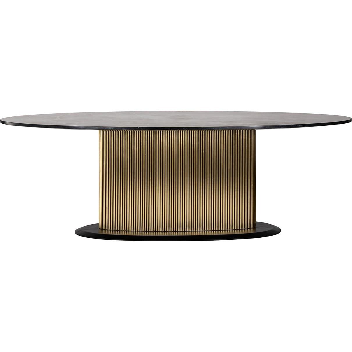 mutoni Table à manger Ironville marbre noir or ovale 235x110  